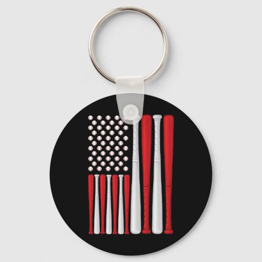 Porte-clés Drapeau Usa - Drapeau de baseball américain - Base (Recto)