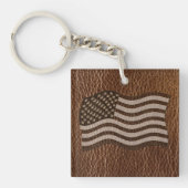 Porte-clés Drapeau USA en cuir (Devant)