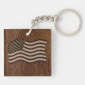 Porte-clés Drapeau USA en cuir (Dos)