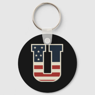Porte-clés Drapeau Usa Lettre U Étoiles Rayures Trio Frie Cor