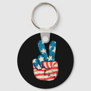 Porte-clés Drapeau Usa Signe De Paix Main 4 Juillet Patriotiq