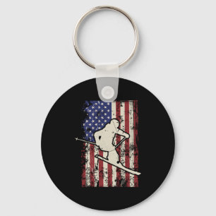 Porte-clés Drapeau Usa Ski & Skiier à manches longues