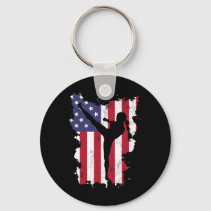 Porte-clés Drapeau Usa Vintage 4 Juillet Kickboxing Femmes En