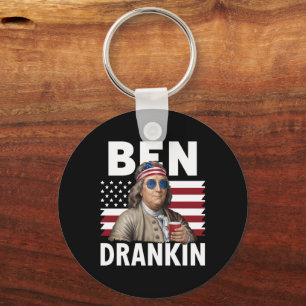 Porte-clés Drapeau vintage amusant du 4 juillet Ben Drankin B