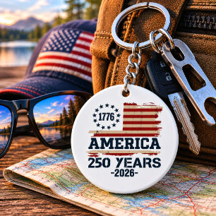 Porte-clés Drapeau vintage pour le 250e anniversaire des État