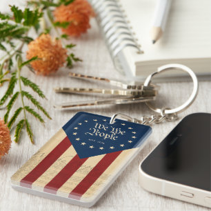 Porte-clés Drapeau vintage USA 250e anniversaire, Liberté pat