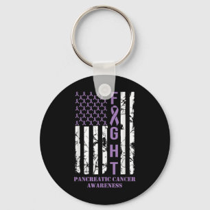 Porte-clés Drapeau violet ribbon soutien cancer pancréatique