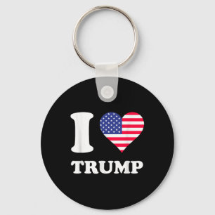 Porte-clés Drapeaux américains Coeur J'aime Trump
