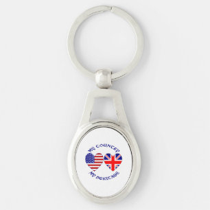 Porte-clés Drapeaux britanniques américains cœur patrimoine n