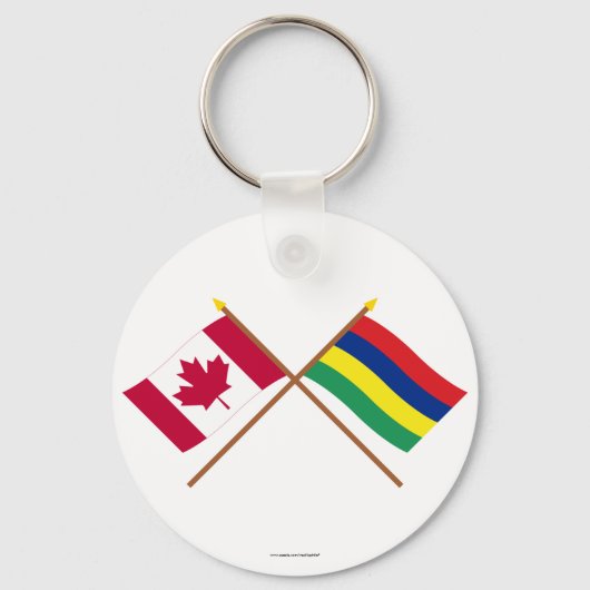Porte-clés Drapeaux croisés Canada et Maurice (Recto)