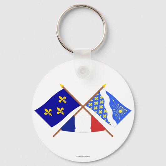 Porte-clés Drapeaux croisés d'Île-de-France et d'Essonne (Recto)