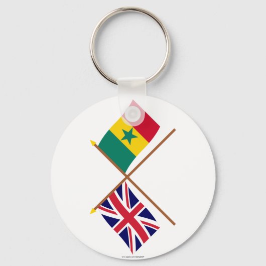 Porte-clés Drapeaux croisés du Royaume-Uni et du Sénégal (Recto)