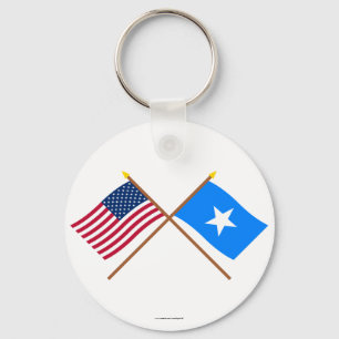 Porte-clés Drapeaux croisés États-Unis et Somalie