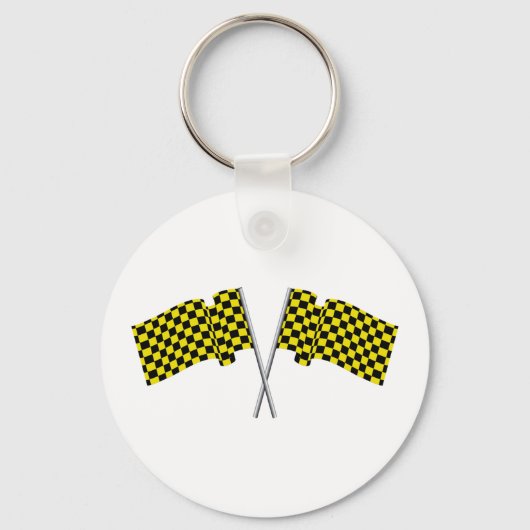 Porte-clés Drapeaux De Course Jaune Et Noir (Recto)
