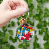 Porte-clés Drapeaux de prière tibétains colorés - Tibet (Main)