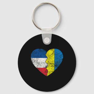 Porte-clés Drapeaux français ukrainiens Cœur France Ukraine R