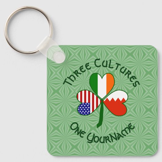Porte-clés Drapeaux irlandais américains de Bahreïn Shamrock (Recto)