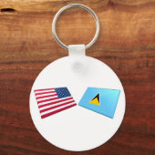 Porte-clés Drapeaux US et Sainte-Lucie (Recto)