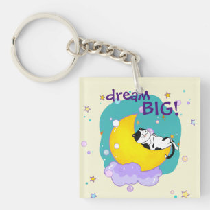 Porte-clés "Dream Big" Chat Sur La Lune Citation Inspirationn