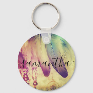 Porte-clés Dream Boho Bohemian Style Dreamcatcher Feathers