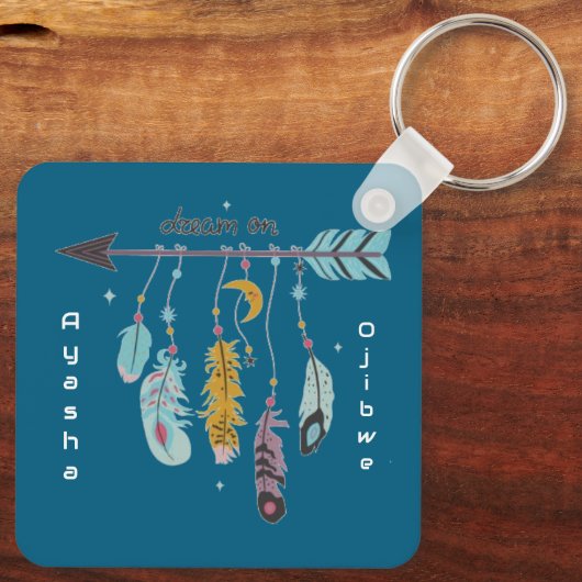 Porte-clés Dream On Boho Tribal Native Custom Tribe/Name (Verso)