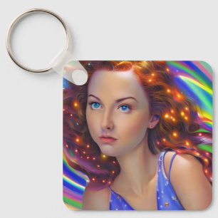 Porte-clés Dreamy Girl with Rainbow Lights