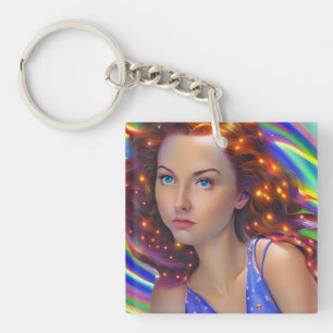 Porte-clés Dreamy Girl with Rainbow Lights