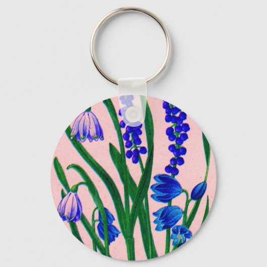 Porte-clés drêches à neige et scilla (Recto)