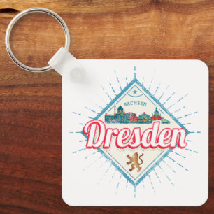 Porte-clés Dresde Allemagne Saxe Retro Skyline Vintage