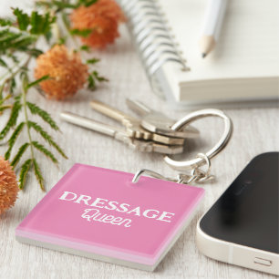 Porte-clés Dressage Queen mignon rose rétro Script équestre