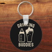 Porte-clés Drinking Buddies Dad Grandpa New Baby Beer And Bot (Recto)