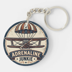 Porte-clés Drogué à l'adrénaline Skydiving vintage