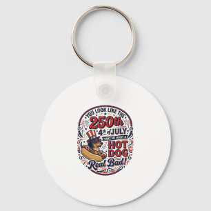 Porte-clés Drôle 250e 4 juillet Hot Dog Dachshund