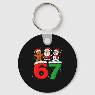 Porte-clés Drôle 67 Meme Noël Six Sept Santa Bonhomme de Neig