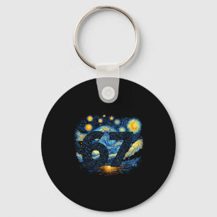 Porte-clés Drôle 67 Mème Six Sept Nuit Art Étoilé