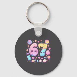 Porte-clés Drôle 67 Six Sept Bonbon 6 7 Mème Gen Alpha Kawaii