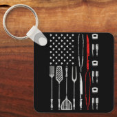 Porte-clés Drôle American Flag Grilling Tools BBQ Grill Barbe (Recto)