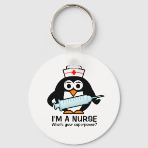 Porte-clés drôle avec infirmière pingouin