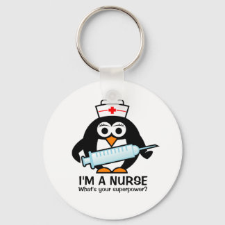 Porte-clés drôle avec infirmière pingouin
