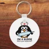 Porte-clés drôle avec infirmière pingouin (Recto)