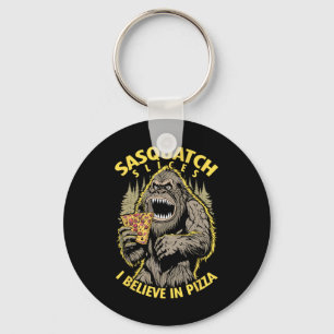 Porte-clés Drôle Bigfoot Sasquatch Slices Je Crois En Pizza