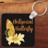 Porte-clés Drôle cadeau pour Introvert Antisocial Butterfly (Verso)