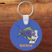 Porte-clés Drôle caricature de poisson de pêcheur (Recto)