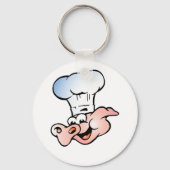 Porte-clés Drôle Cartoon Cochon Chef avec Casquette (Recto)