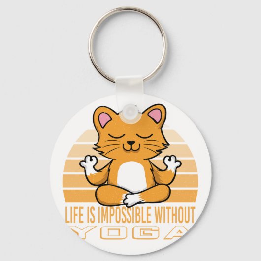 Porte-clés Drôle chat mignon faisant du yoga. (Recto)