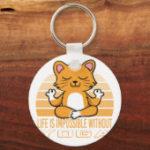 Porte-clés Drôle chat mignon faisant du yoga. (Recto)