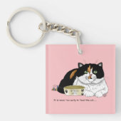 Porte-clés Drôle Chat Tacheté Gâté Nourrir Rose (Devant)