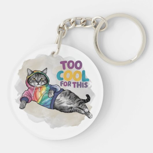 Porte-clés Drôle Chat trop Cool pour ça (Dos)