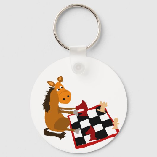 Porte-clés Drôle Cheval Jouer aux échecs Art Original (Recto)