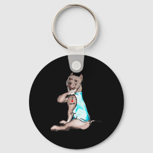 Porte-clés Drôle Chien Pitbull I Love Maman Tattoo Amoureux d